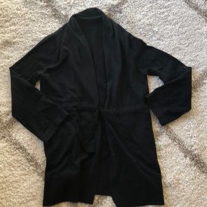 Trench coat style open long cardigan in dark blue